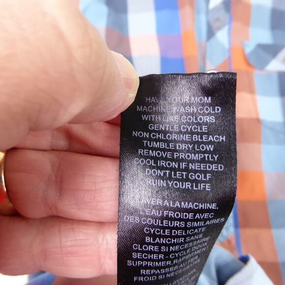 Travis Mathew Button Up Shirt Mens SZ M Long Sleeve Checked Pattern Casual - Picture 9 of 13